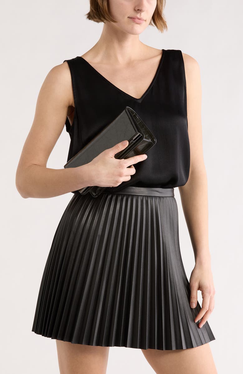 BCBG Bar Hardware Metallic Clutch, Alternate, color, Black