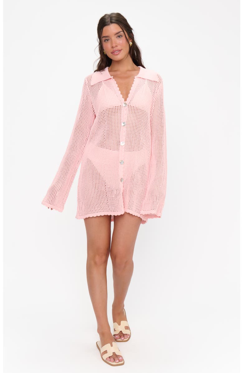 Show Me Your Mumu Button Up Coverup, Alternate, color, Peachy Pink Crochet