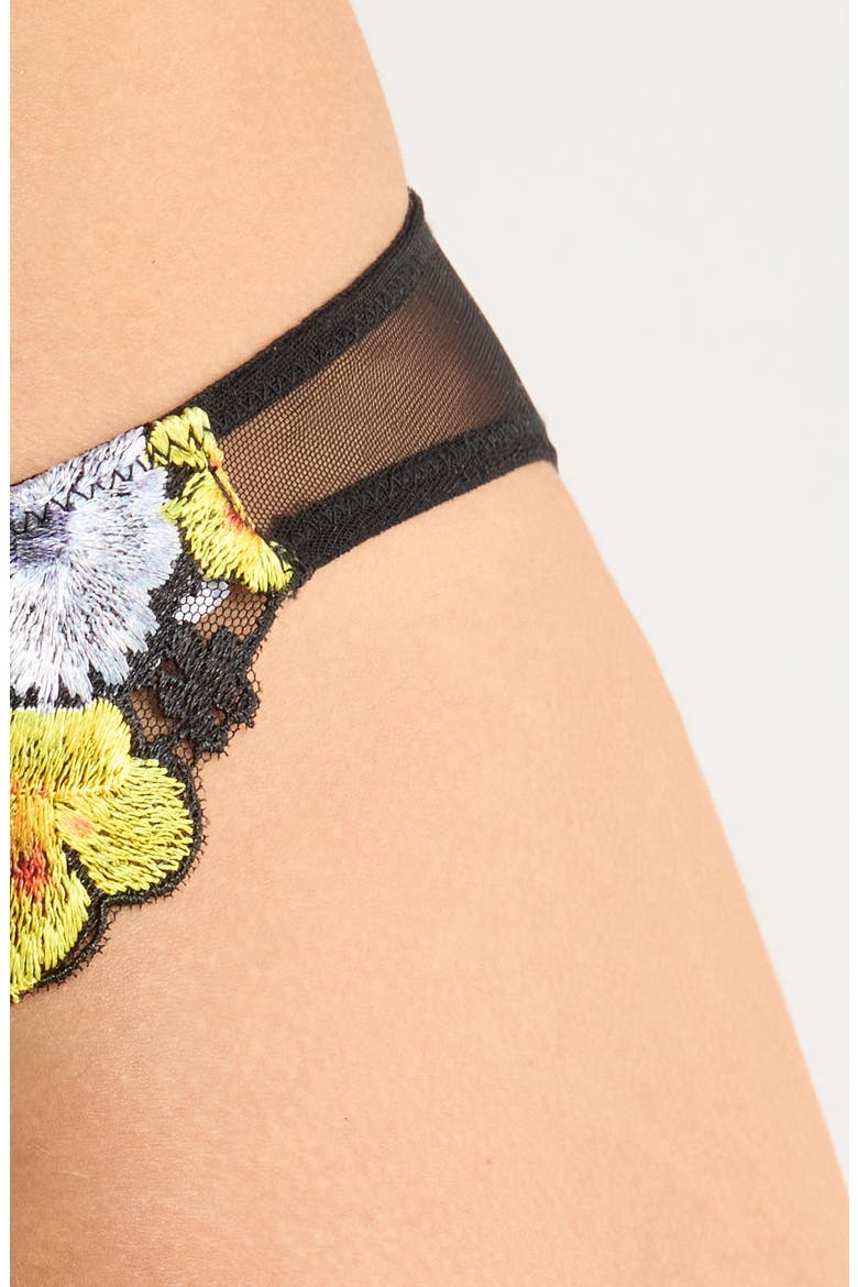 Eden Embroidered Silk Blend Bikini Briefs, Alternate, color, BLACK