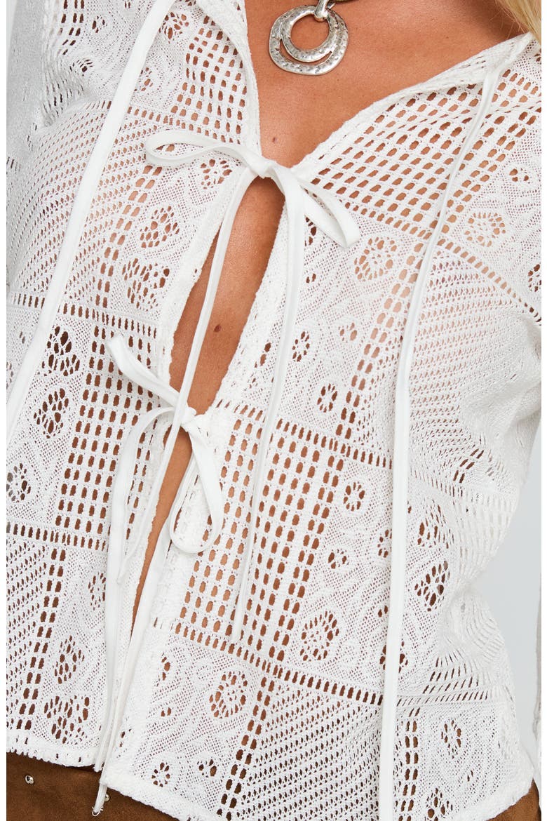 Mine for Life Tie Front Top, Alternate, color, WHITE