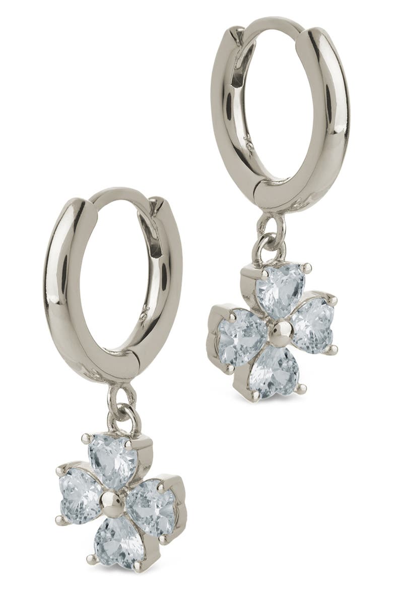 Bria Cubic Zirconia Dangle Huggie Hoop Earrings, Alternate, color, SILVER