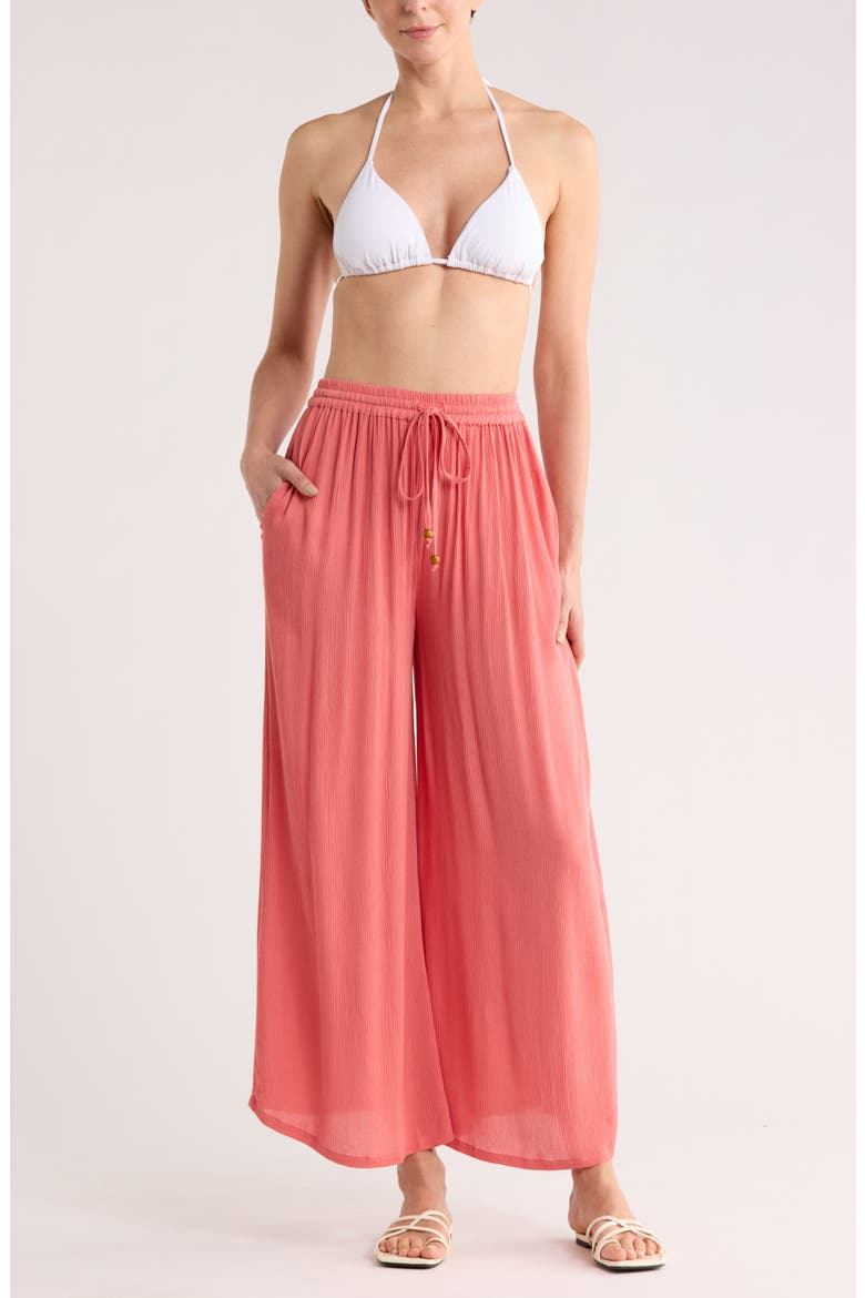 Easy Gauze Cover-Up Pants, Main, color, CORAL FADED
