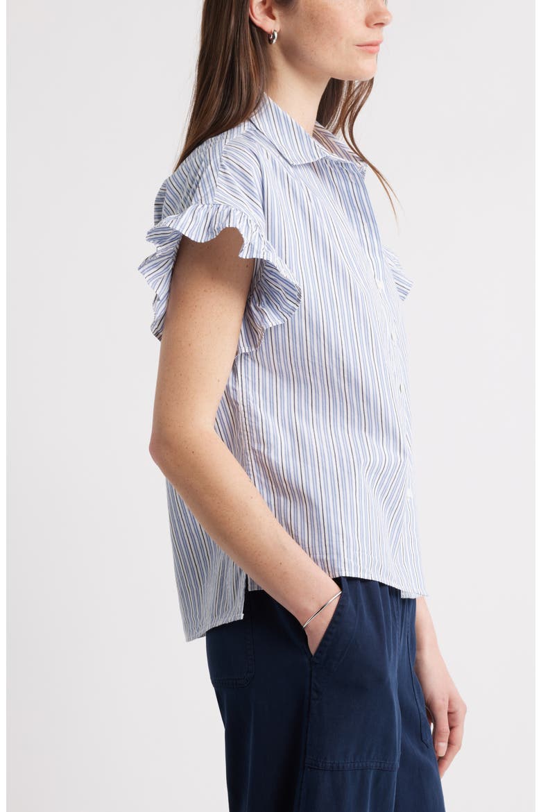 Stripe Ruffle Sleeve Shirt, Alternate, color, WHITE- NAVY CILL STRIPE