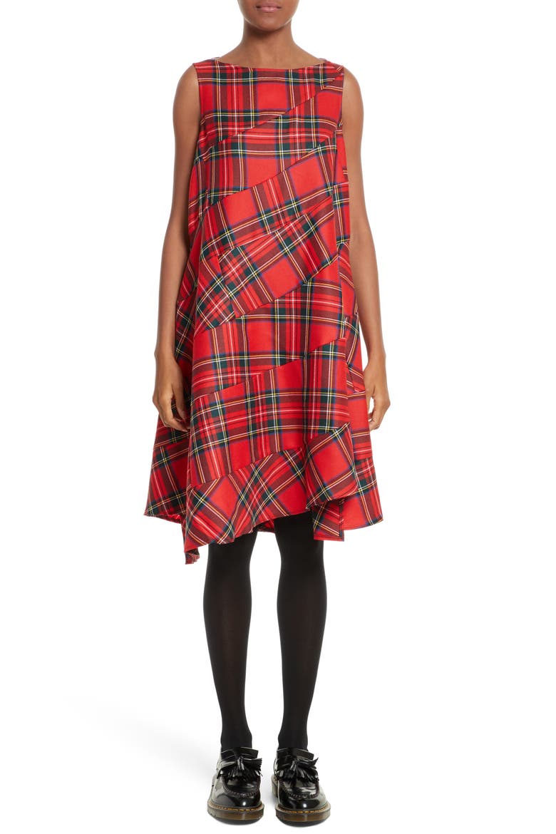 Tricot Comme des Garçons Tartan Plaid Dress, Main, color, RED