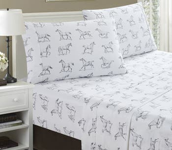 Horse Print 400 Thread Count Cotton Sheet Set