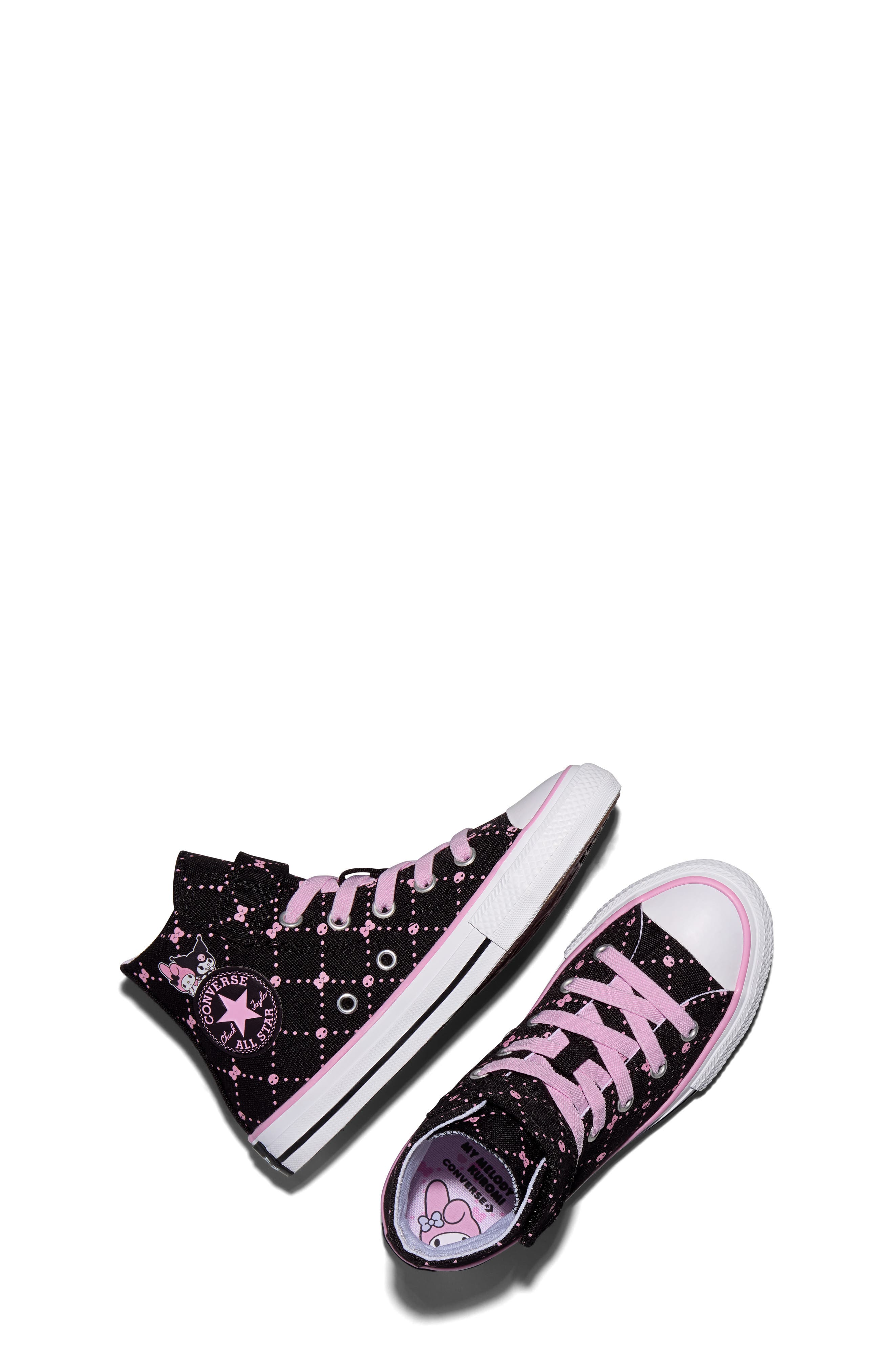Kids' My Melody & Kuromi x Chuck Taylor All Star 1V High Top Sneaker, Alternate, color, BLACK/ PINK/ BROWN