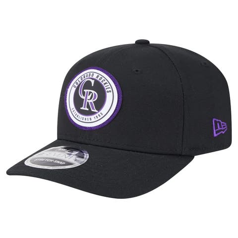 Men's New Era Black Colorado Rockies Circle Patch 9SEVENTY Stretch-Snap Hat