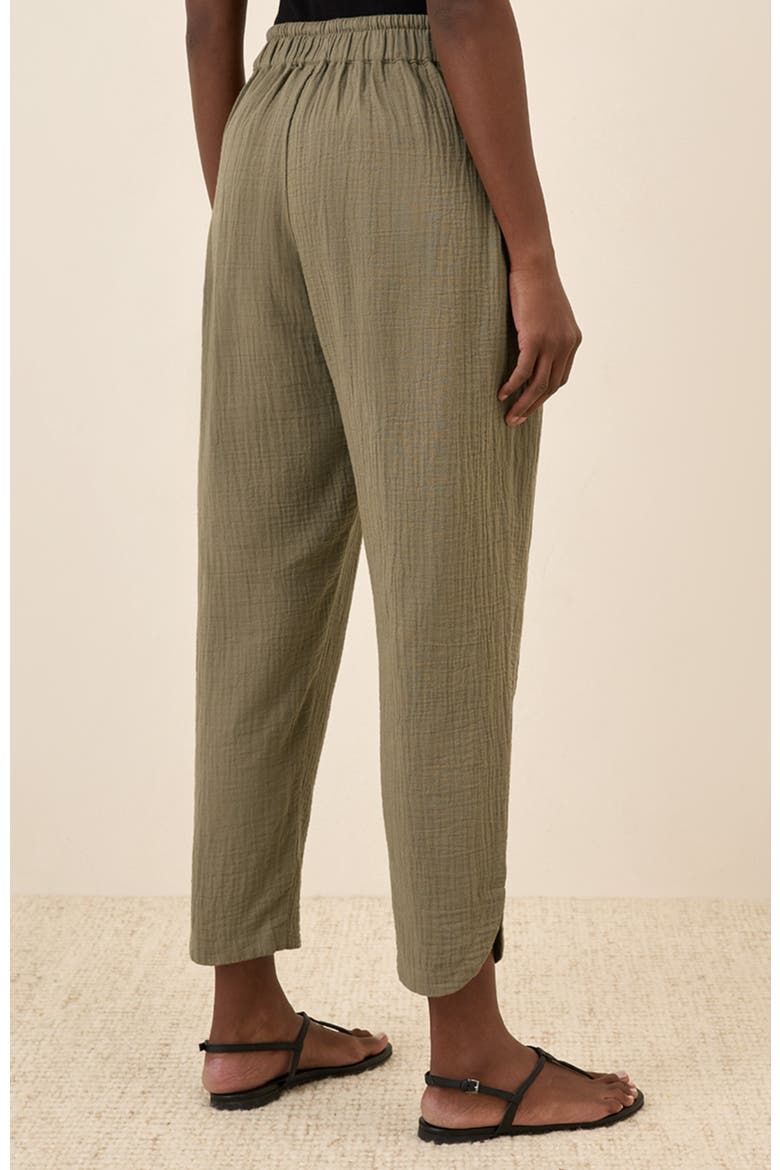 Organic Cotton Coastal Double Gauze Tapered Pull-On Pant, Alternate, color, Khaki Green