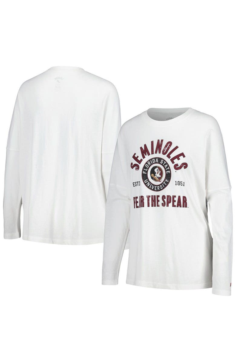 LEAGUE COLLEGIATE WEAR Women's League Collegiate Wear White Florida State Seminoles Clothesline Oversized Long Sleeve T-Shirt, Main, color, 