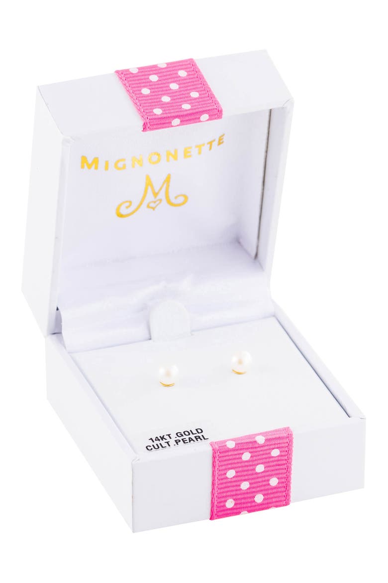 14k Gold & Pearl Earrings, Alternate, color, GOLD