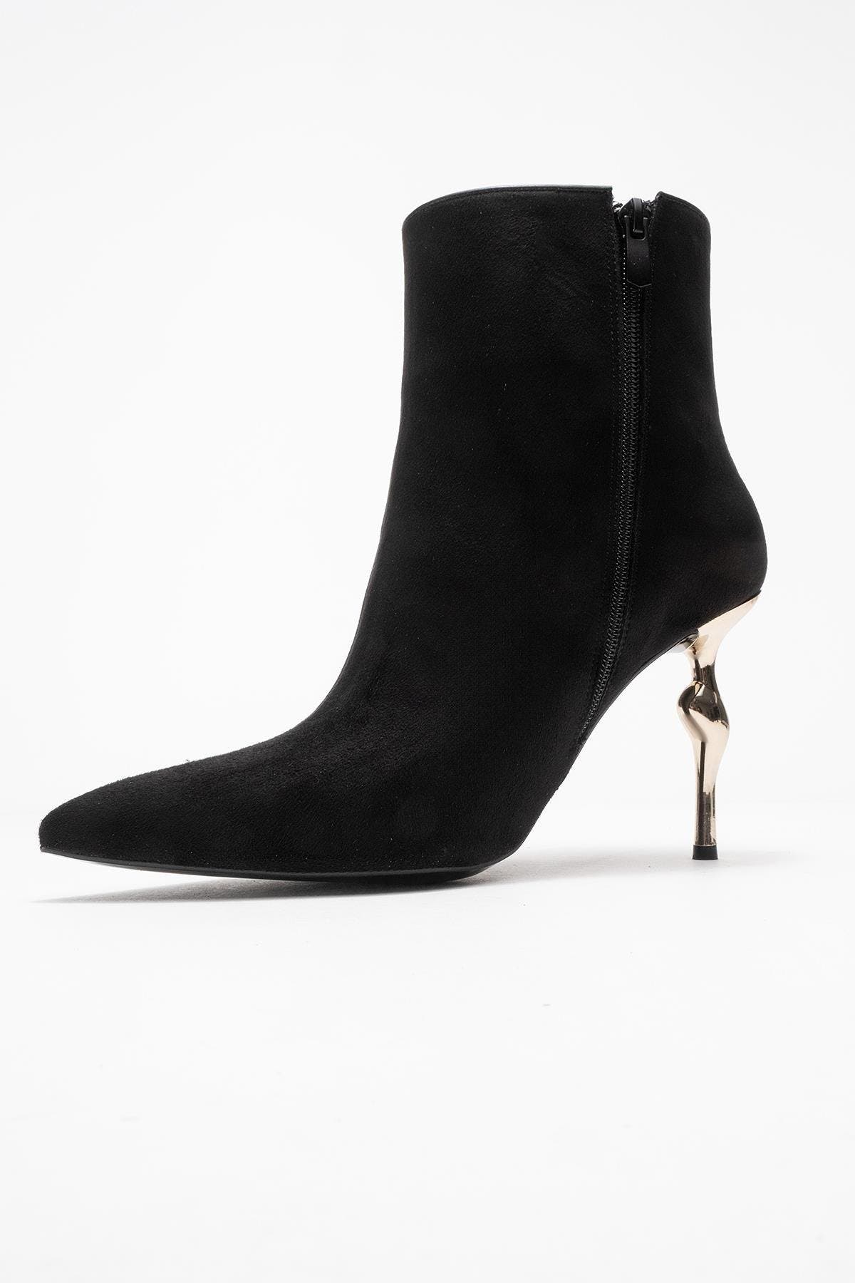Prologue Shoes Crista Pointed Toe Bootie, Alternate, color, Black Suede Faux Leather