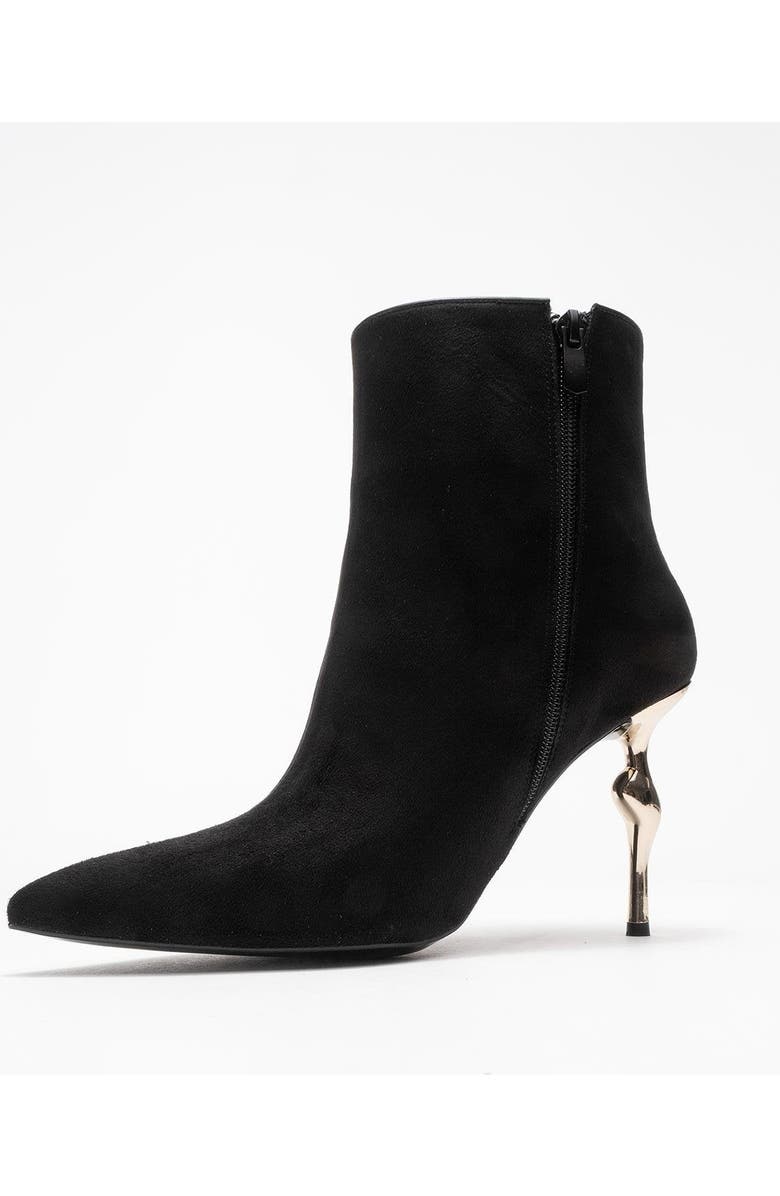 Prologue Shoes Crista Pointed Toe Bootie, Alternate, color, Black Suede Faux Leather