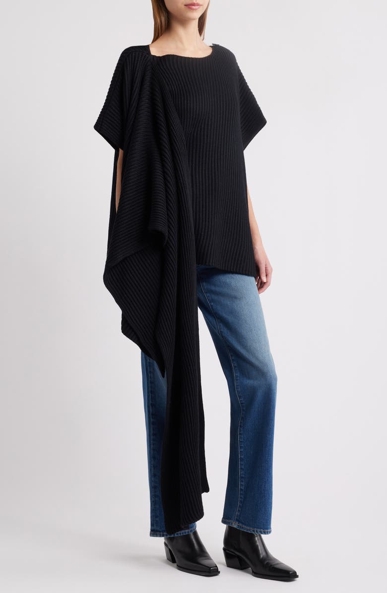 Pixie Market Cape Sweater, Alternate, color, Black