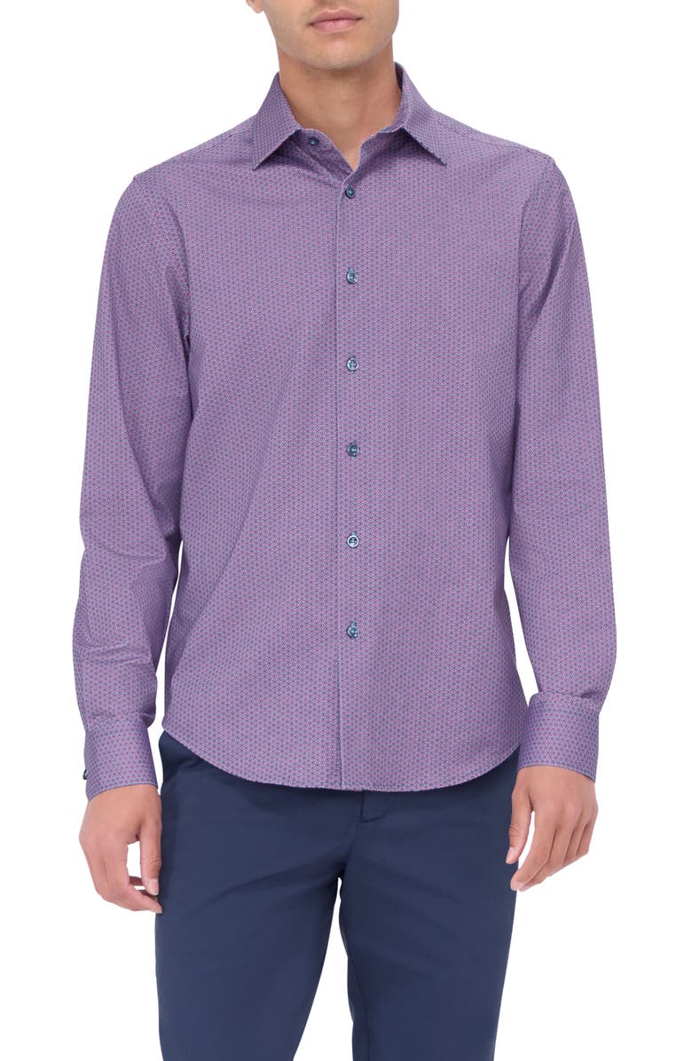 Bugatchi James OoohCotton<sup>®</sup> Geo Print Button-Up Shirt, Main, color, 