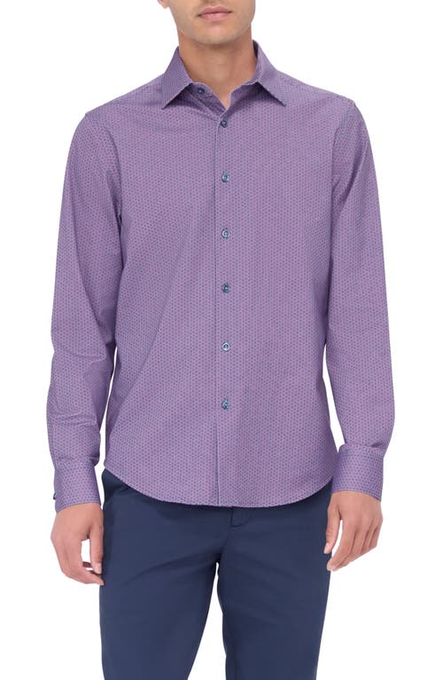 Bugatchi James Ooohcotton® Geo Print Button-up Shirt In Purple