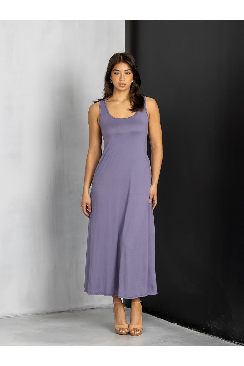Scoop Neck Sleeveless Maxi Dress with Pockets, Alternate, color, Teal