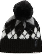Calvin Klein Argyle Faux Fur Pompom Beanie