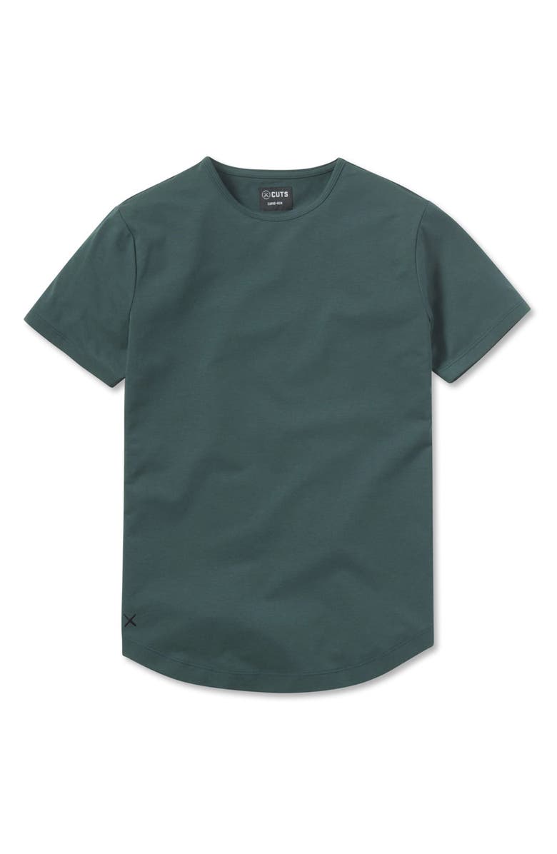 Cuts AO Curve Hem Cotton Blend T-Shirt, Alternate, color, Bonsai