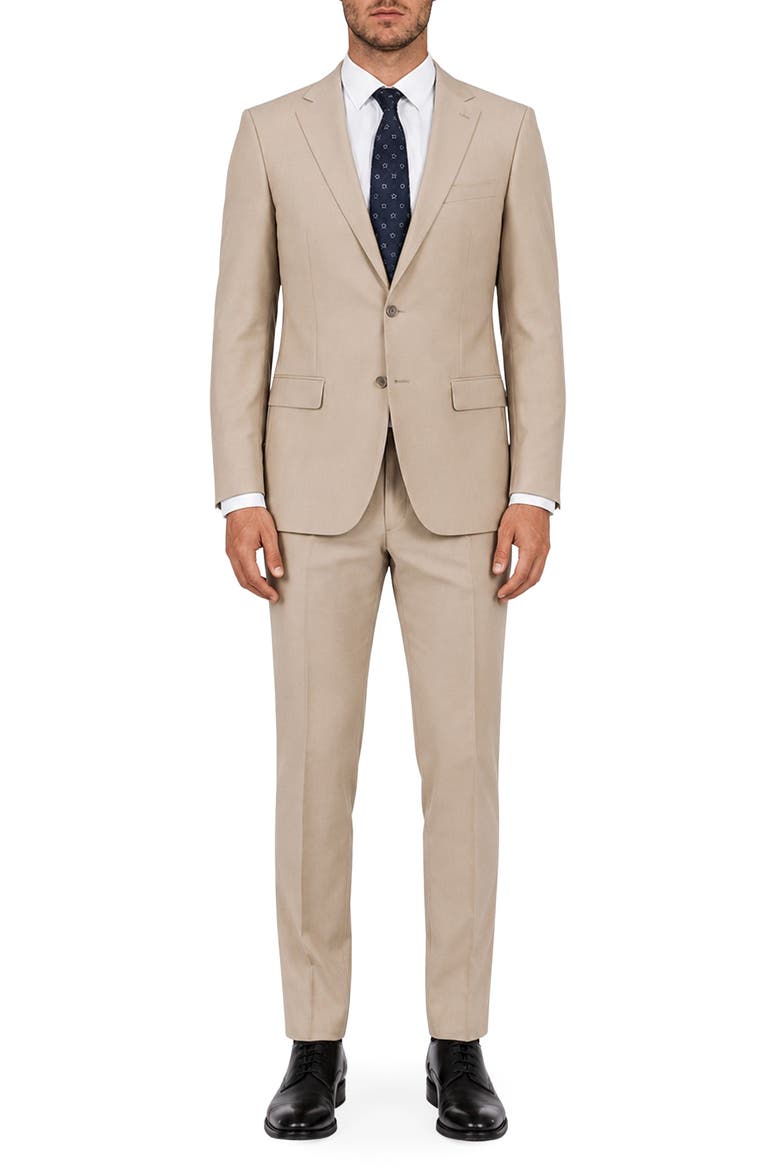 Matteo Slim Fit Wool Suit, Main, color, BEIGE