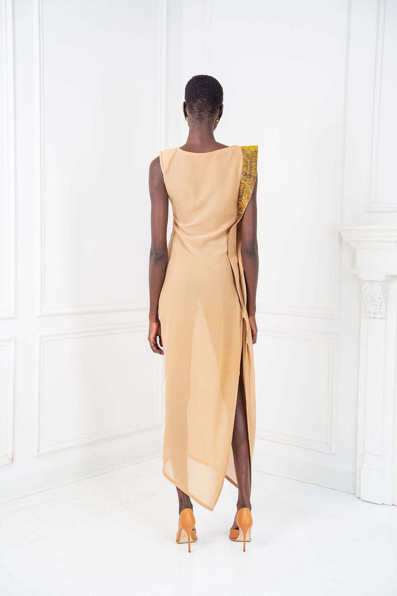 The Aurelia Beaded Silk Chiffon Gown, Alternate, color, Neutrals