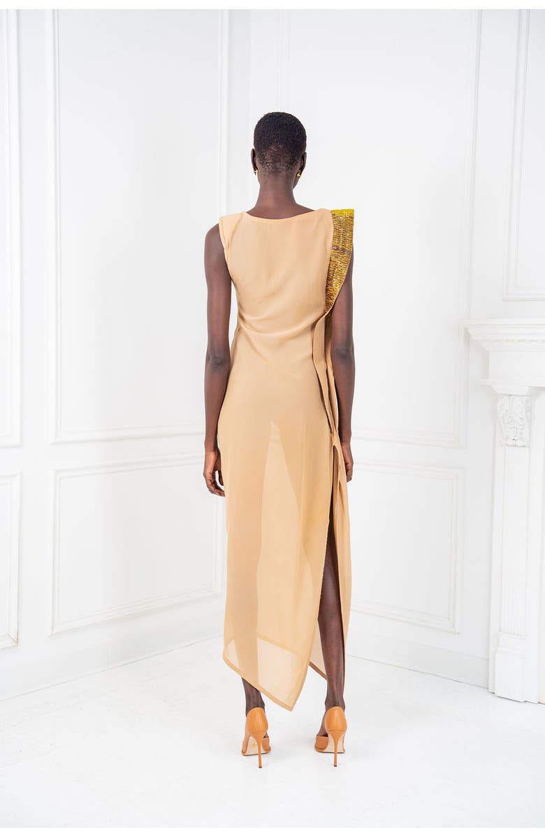 Chuks Collins The Aurelia Beaded Silk Chiffon Gown, Alternate, color, Neutrals