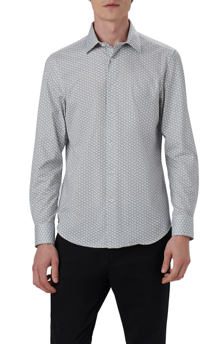 Bugatchi James OoohCotton<sup>®</sup> Circle Print Button-Up Shirt, Main, color, 