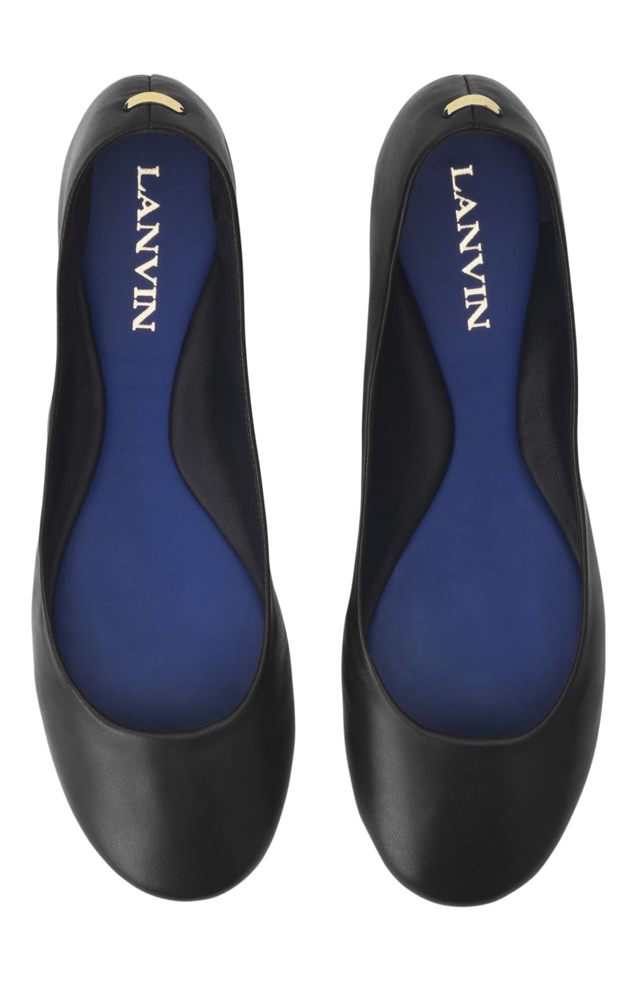 Lanvin The Ballerina Flat In Leather, Alternate, color, Black