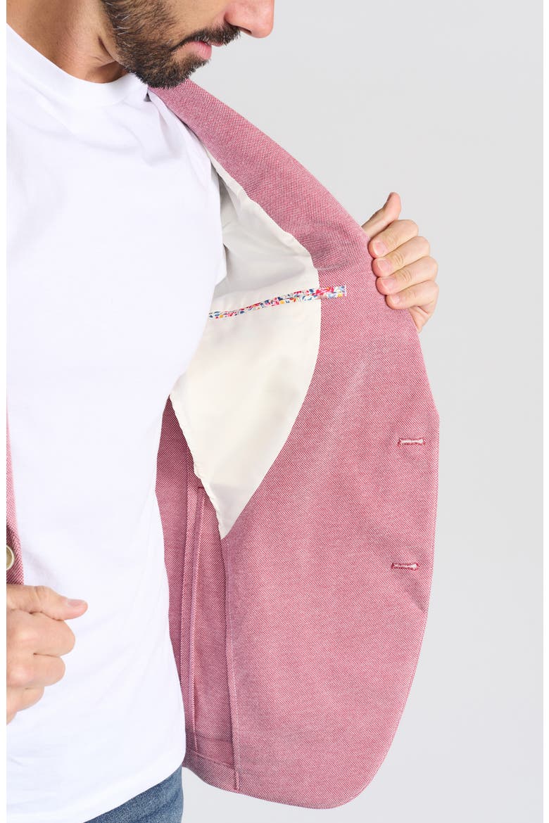 Notch Lapel Knit Blazer, Alternate, color, RED