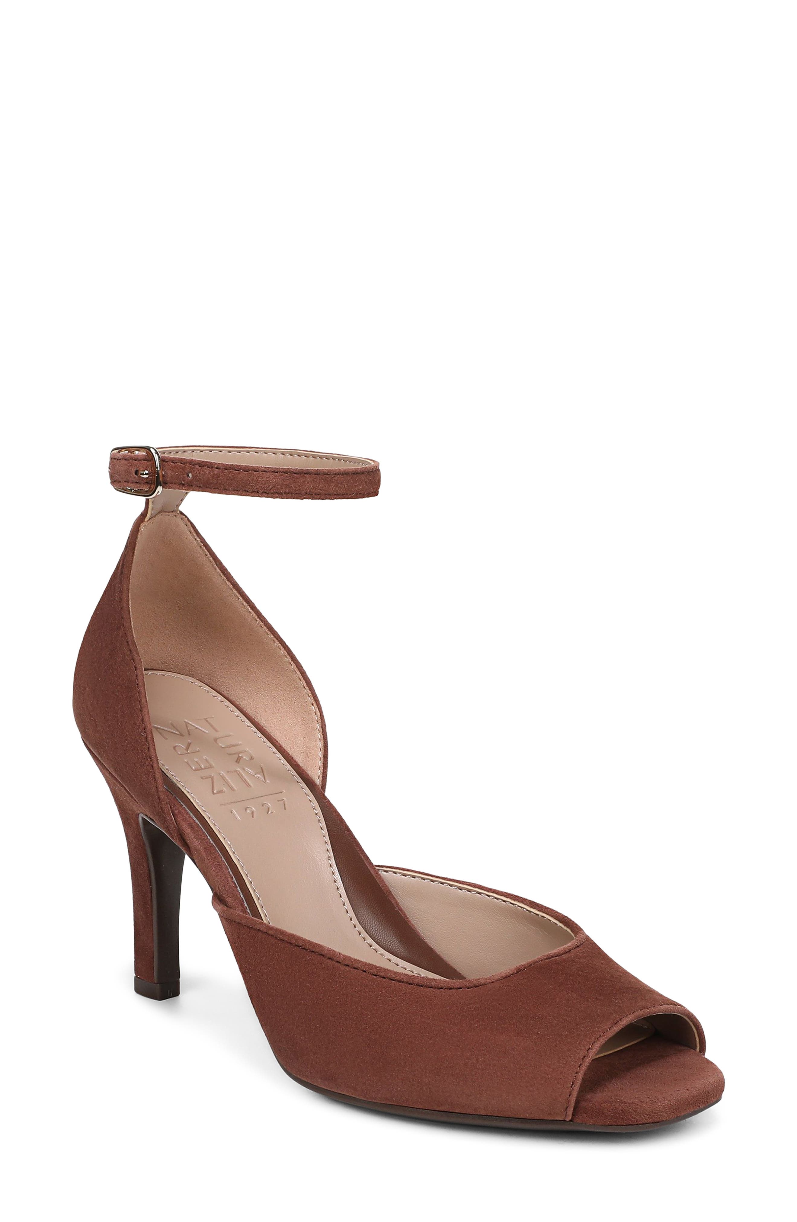 Naturalizer Asha Ankle Strap Peep Toe Pump, Main, color, Cappuccino