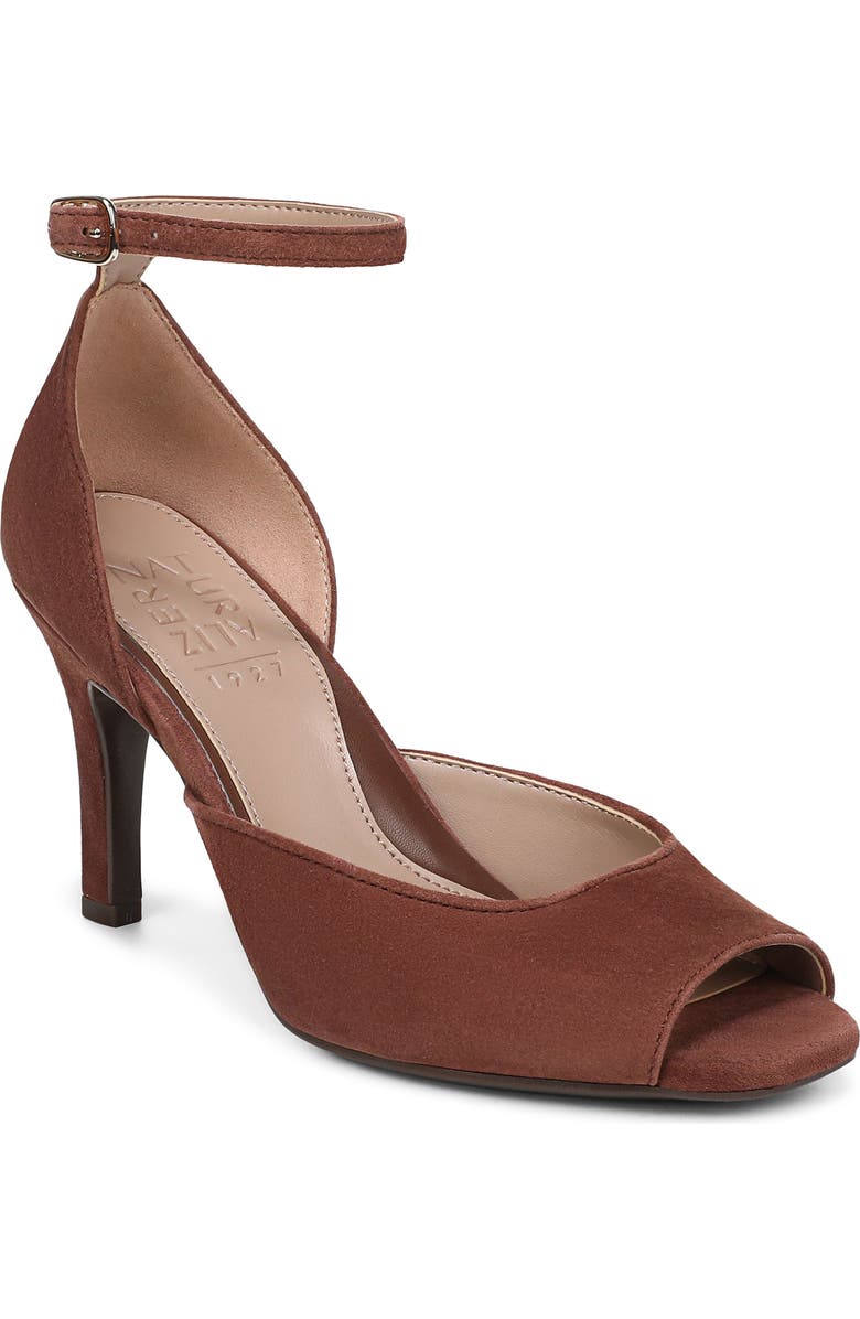 Naturalizer Asha Ankle Strap Peep Toe Pump, Main, color, Cappuccino