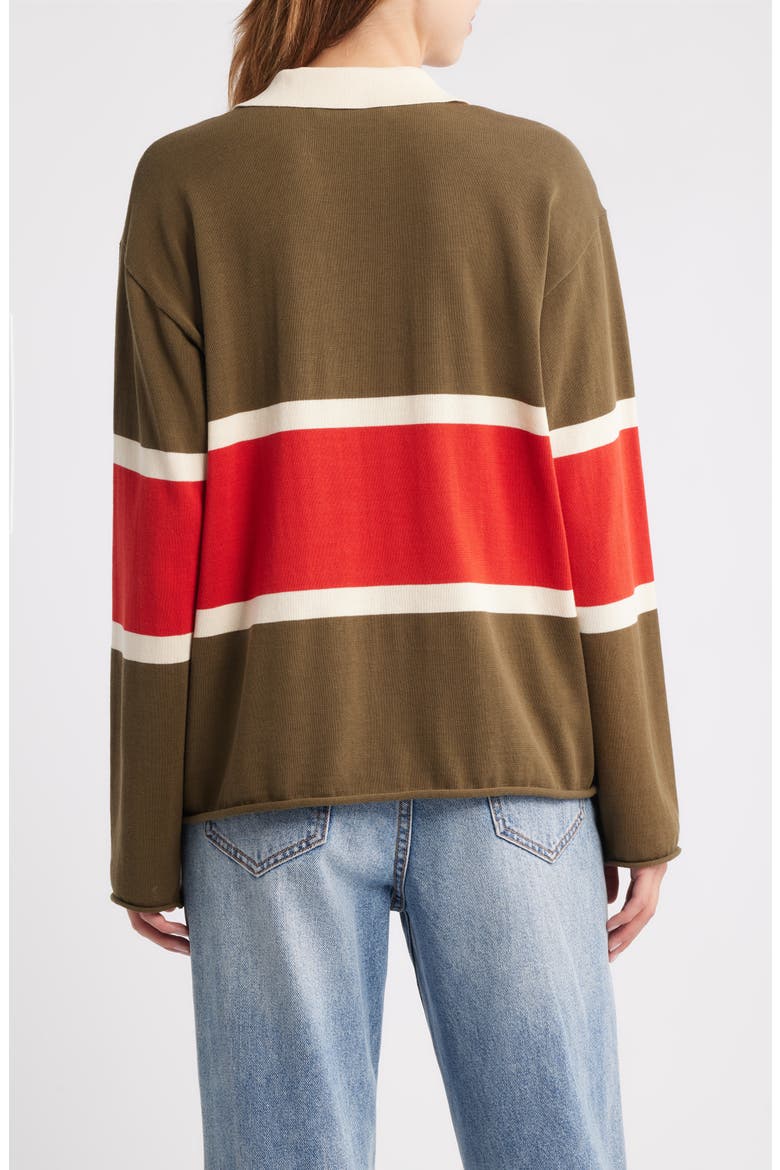 The Rugby Stripe Sweater, Alternate, color, ARMY W/ HOT RED STRIPE