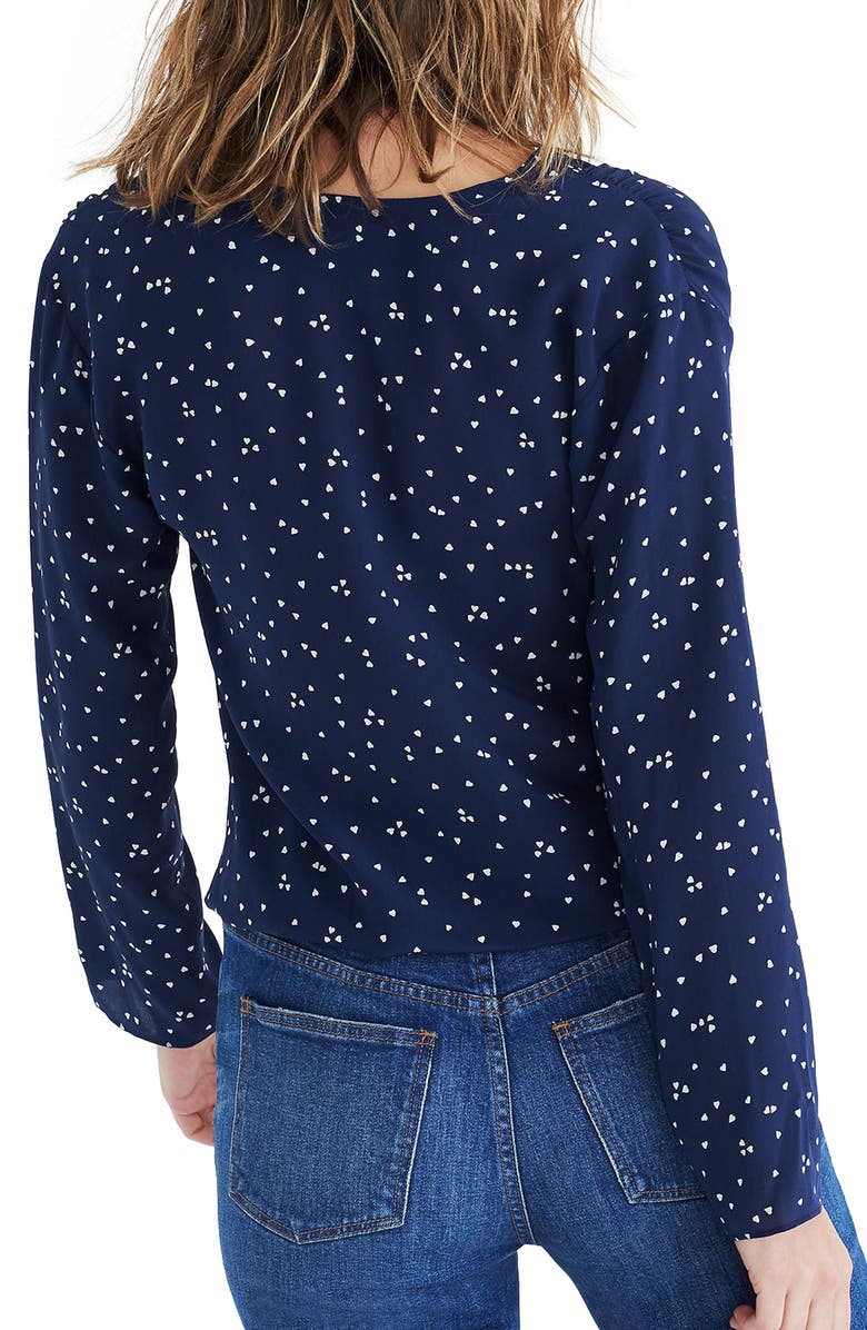 Madewell Faux Wrap Silk Top, Alternate, color, 