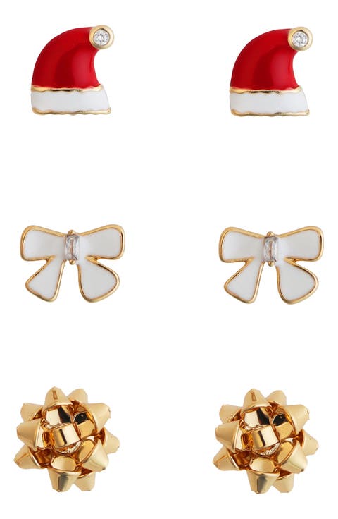 Set of 3 Christmas Stud Earrings