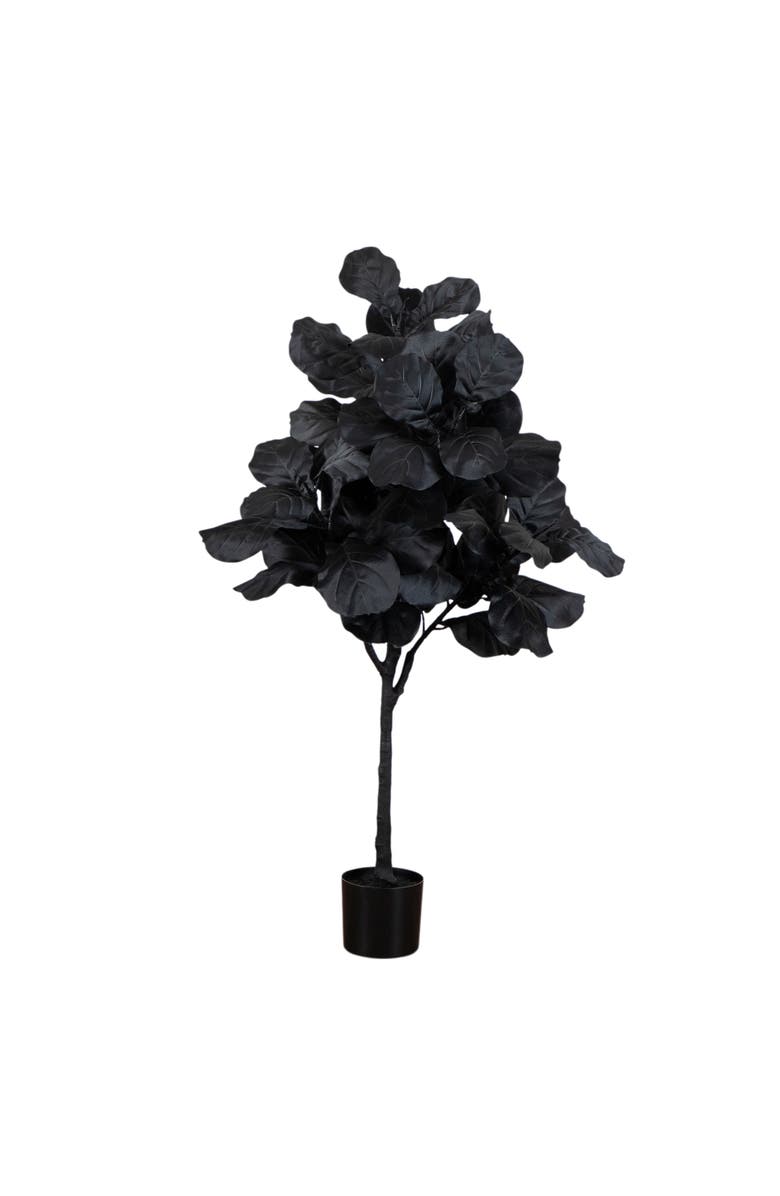 NEARLY NATURAL 4-ft Artificial Halloween Black Fiddle Leaf Tree, Main, color, Black