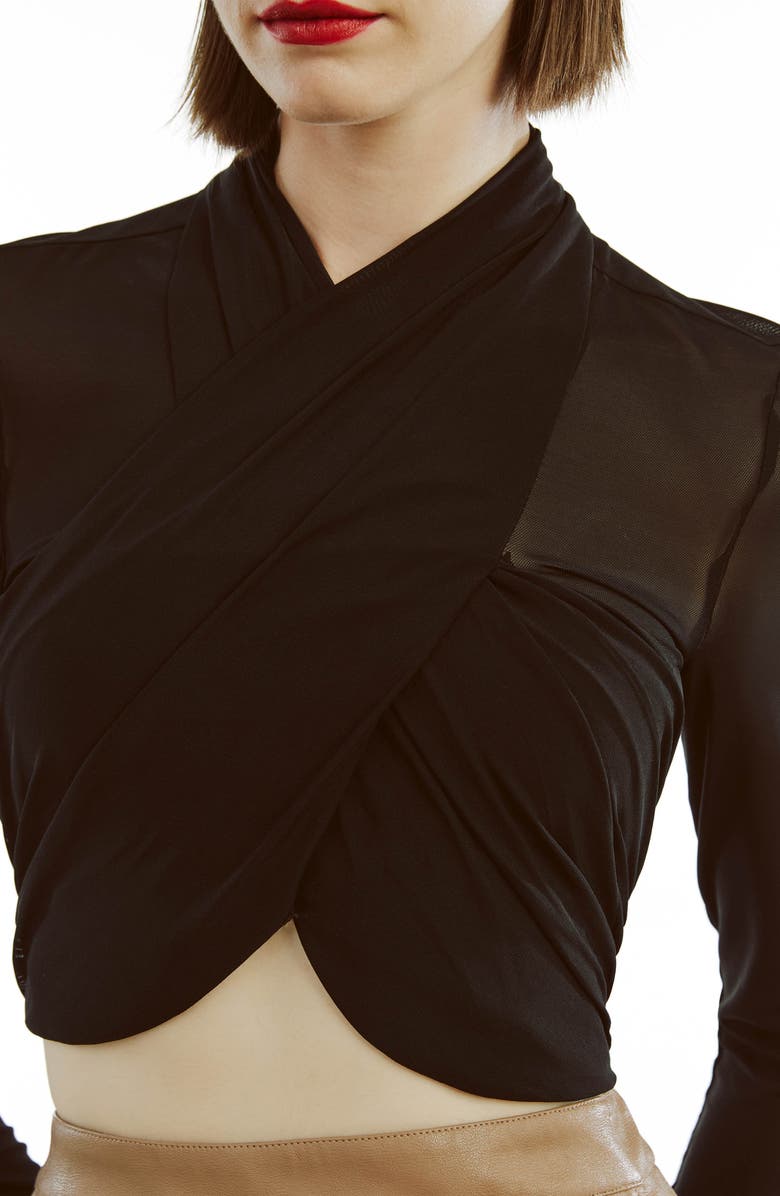 Bardot Aliyah Long Sleeve Crop Top, Alternate, color,