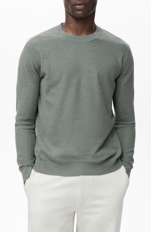 Mango Crewneck Linen Sweater In Green