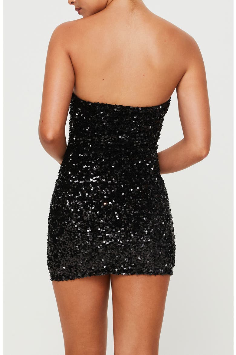 Eldoni Sequin Strapless Minidress, Alternate, color, BLACK