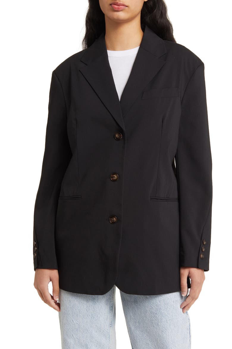 Oversize Notch Lapel Blazer, Alternate, color, BLACK