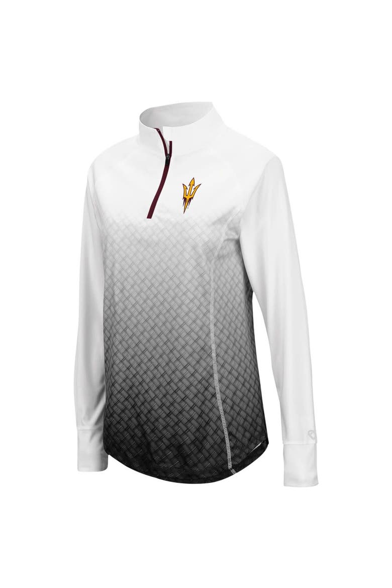 Women's Colosseum White/Black Arizona State Sun Devils Magic Ombre Lightweight Fitted Quarter-Zip Long Sleeve Top, Alternate, color, White