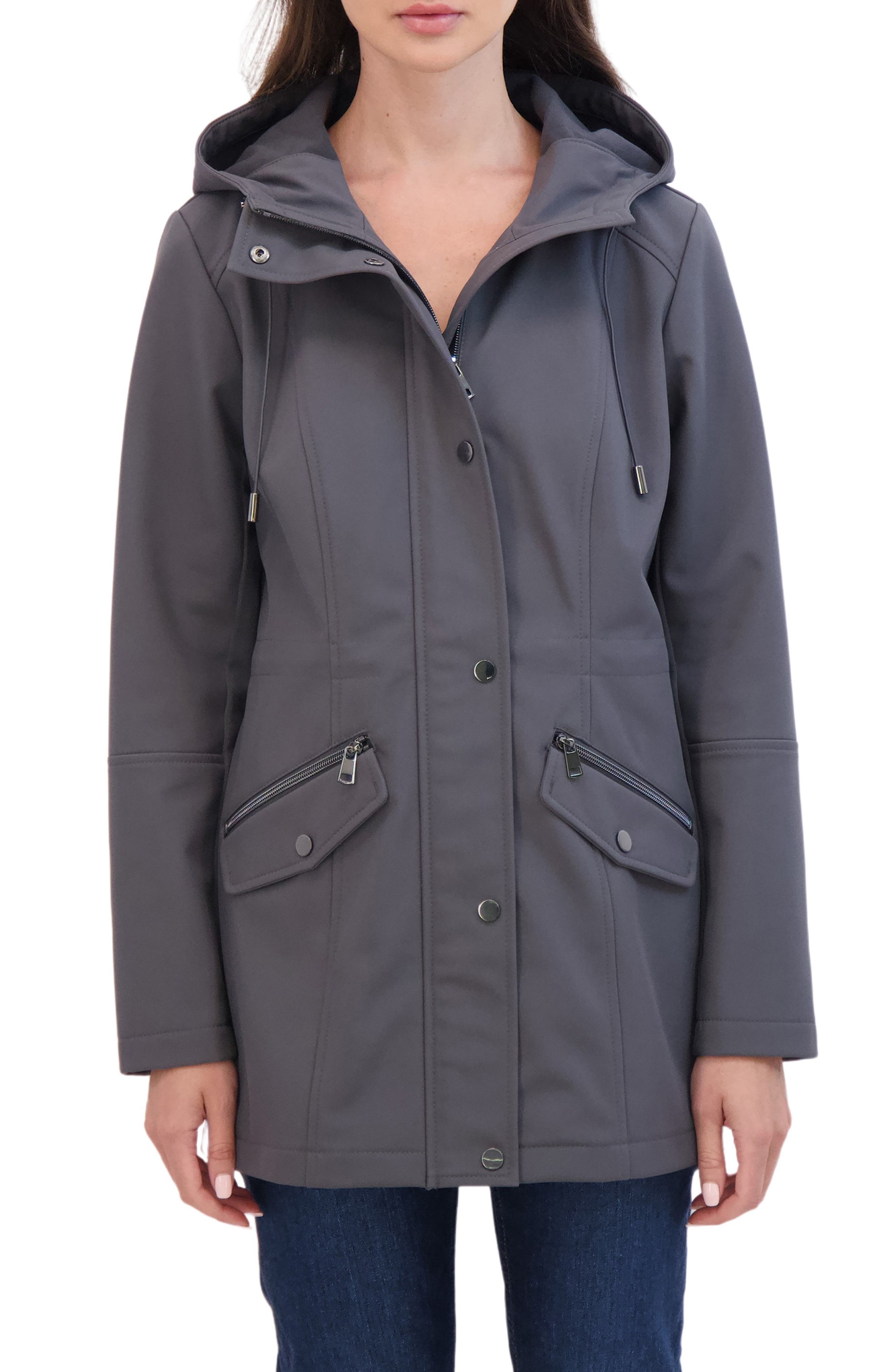 Sebby Water Resistant Hooded Softshell Coat