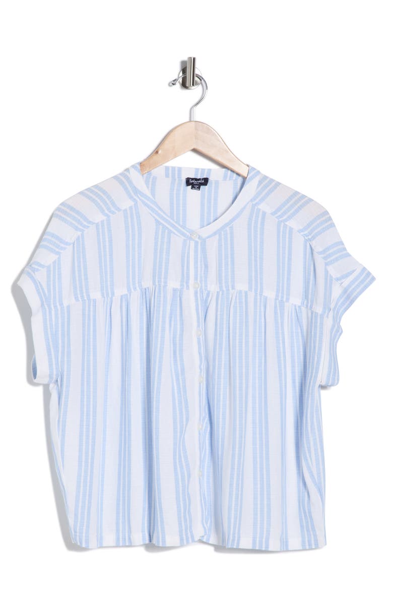 Splendid Short Sleeve Button-Up Top, Main, color, Steel Blue/ White