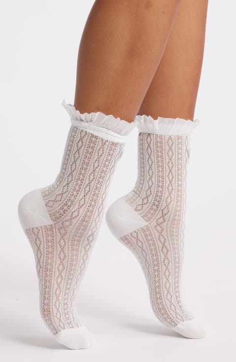 Assorted 2-Pack Ruffle Cuff Semisheer Crew Socks