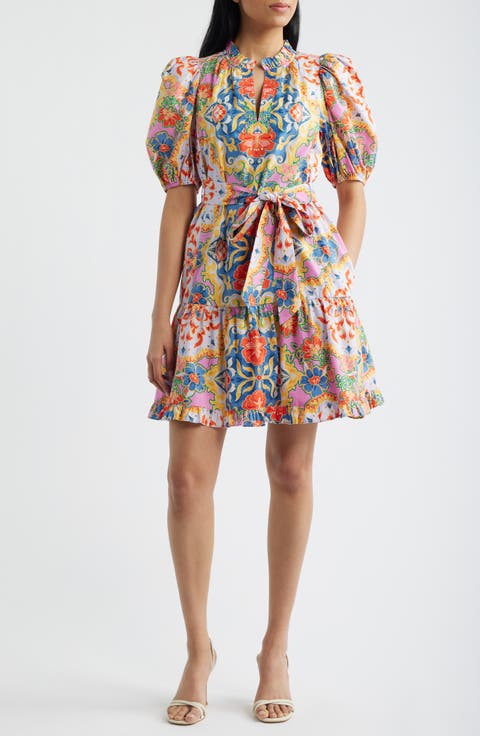 Puffy Sleeve Print Minidress