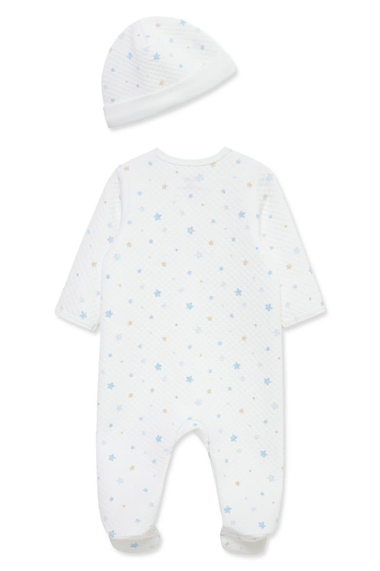Organic Cotton Quilted Footie & Hat Set, Alternate, color, BLUE
