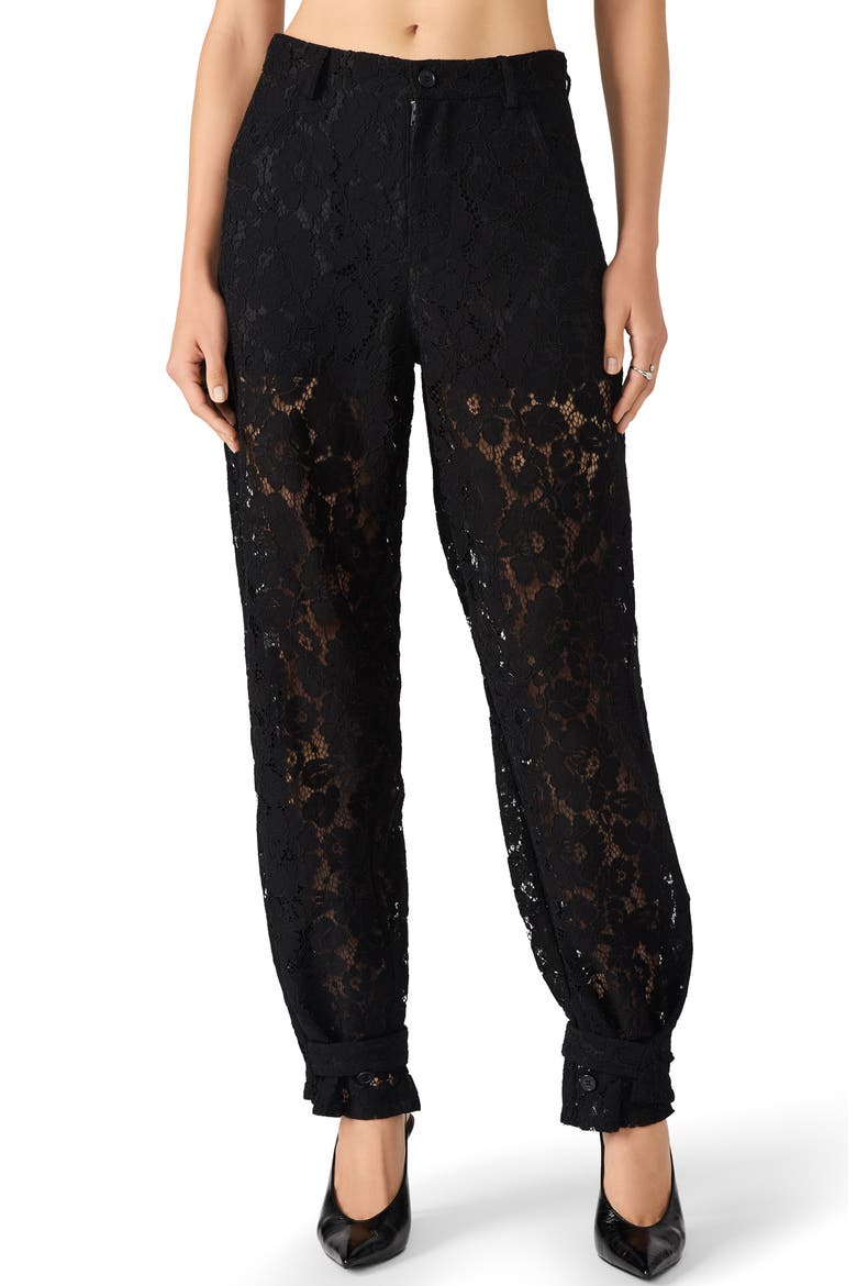 Tre Guipure Lace Pants, Main, color, BLACK
