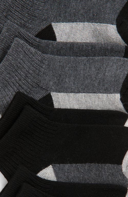 Nordstrom Kids' 6-pack Active Quarter Socks In Black- Grey Pack