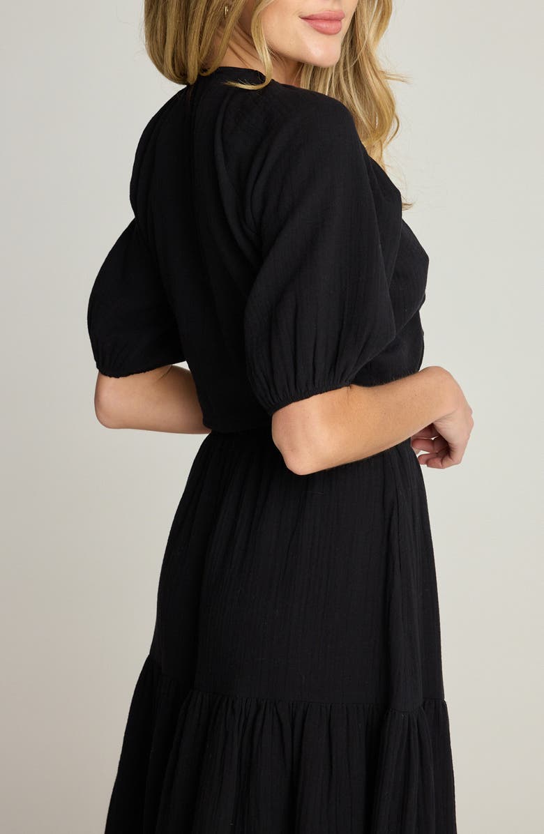 Sunday Ritual Double Bubble Tie Front Crop Top, Alternate, color, Black