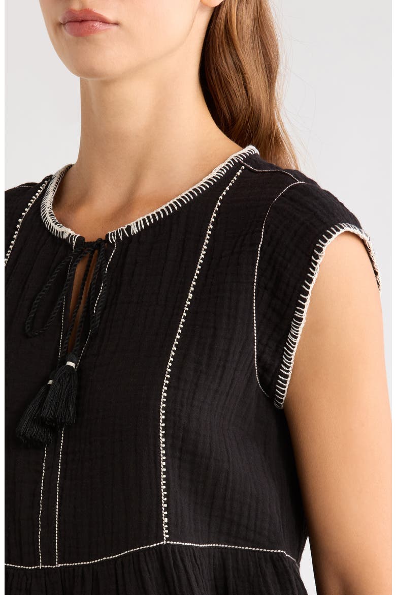 Embroidered Detail Cotton Tank, Alternate, color, 001 BLACK