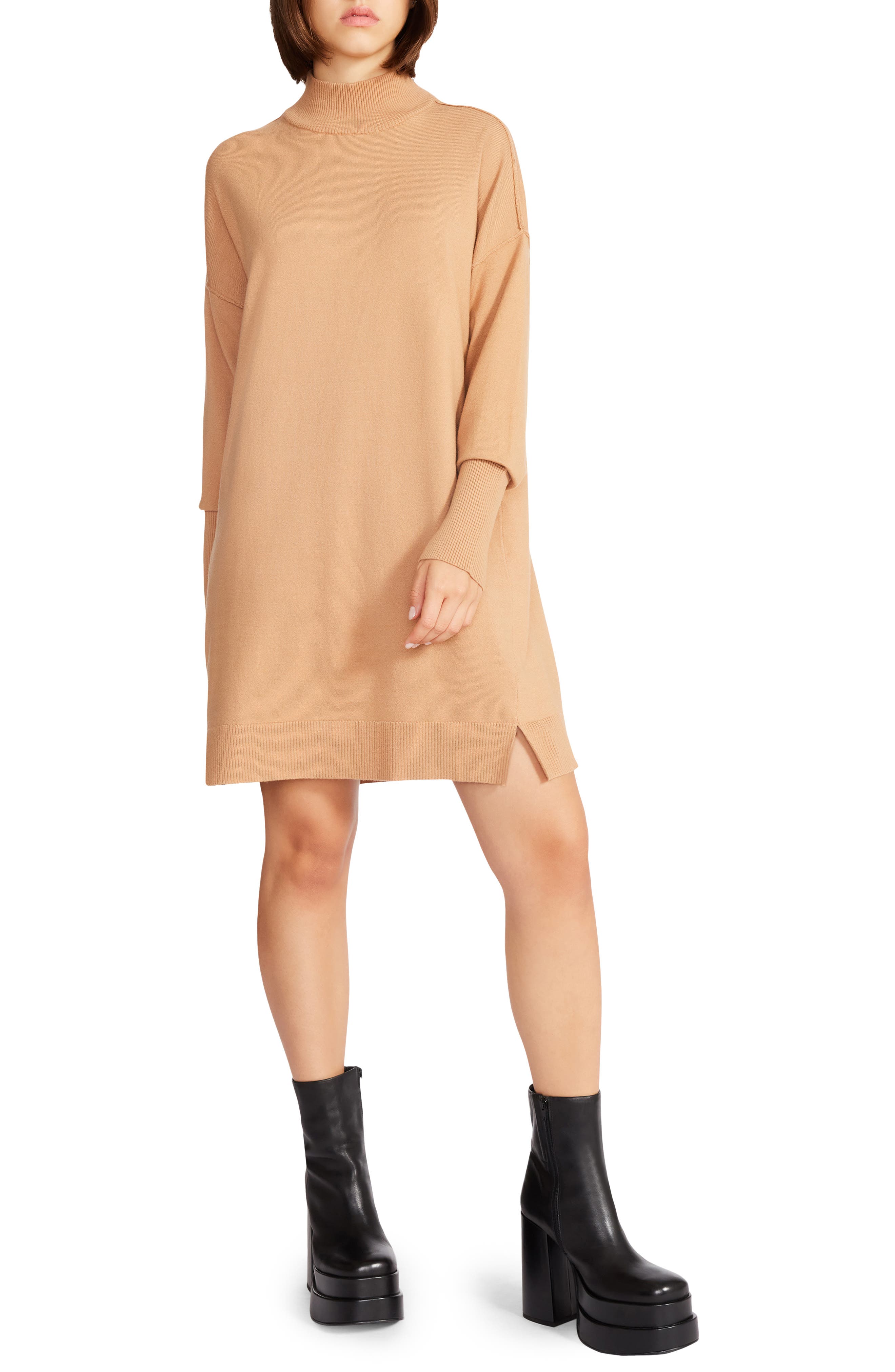 Steve Madden Rosie Mock Neck Long Sleeve Sweater Dress