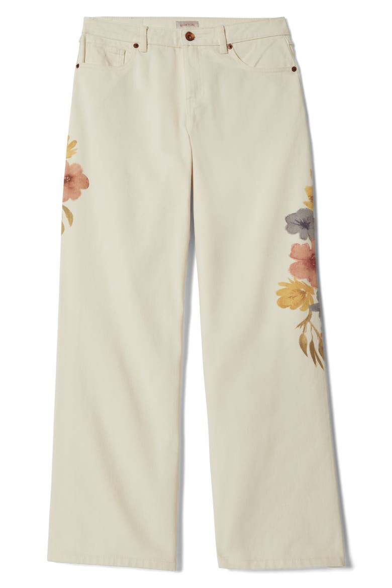 The Chloe Floral Print Wide Leg Jeans, Alternate, color, OFF WHITE FLORAL BURST